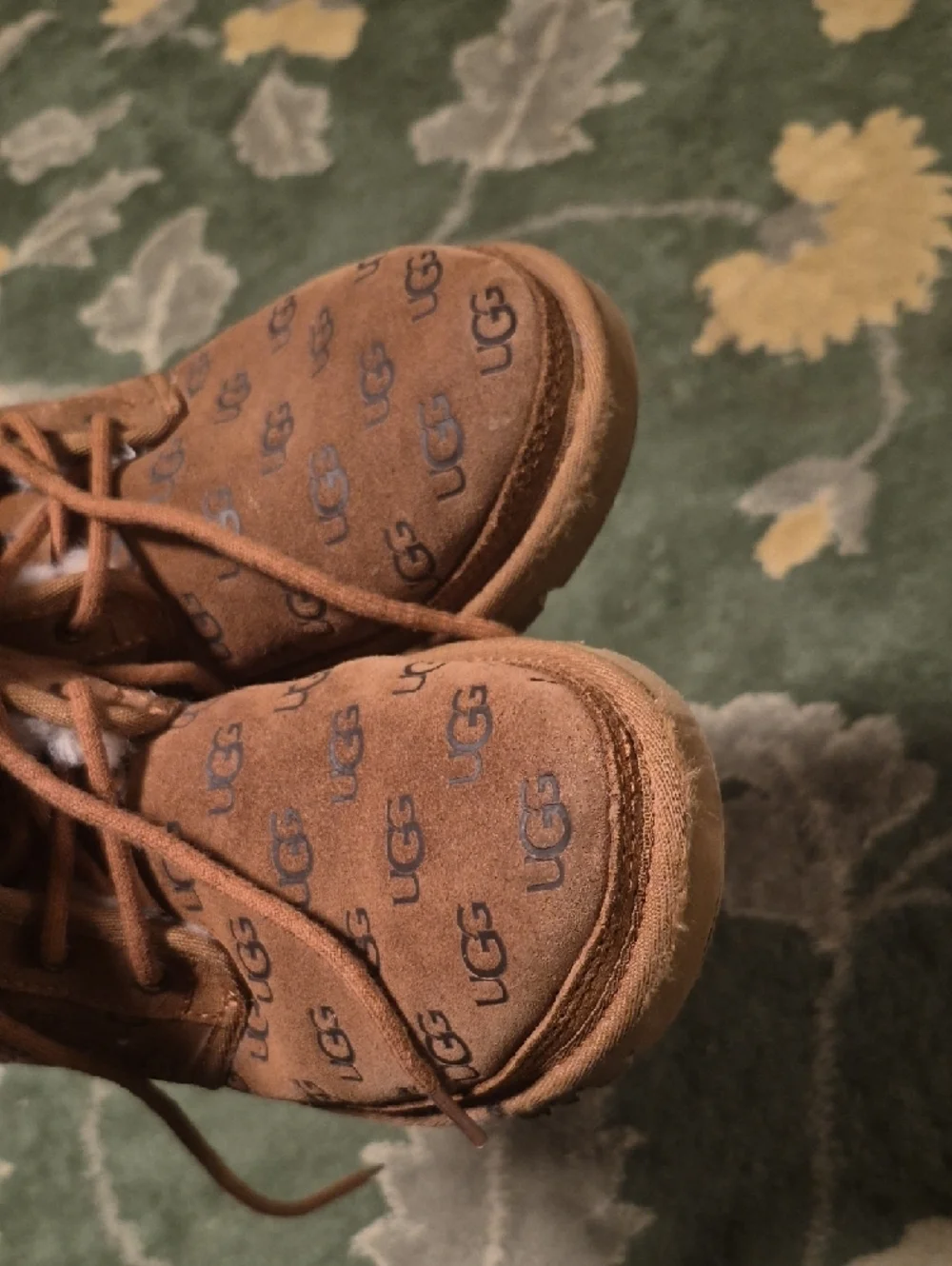 UGG Kids Chestnut Suede Logo Ankle Boots